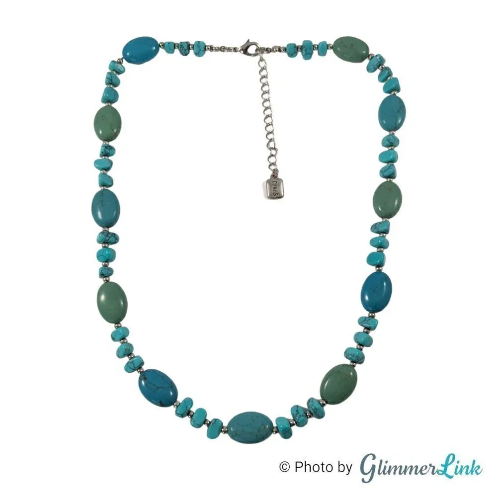 Chaps Faux Turquoise Beaded Necklace